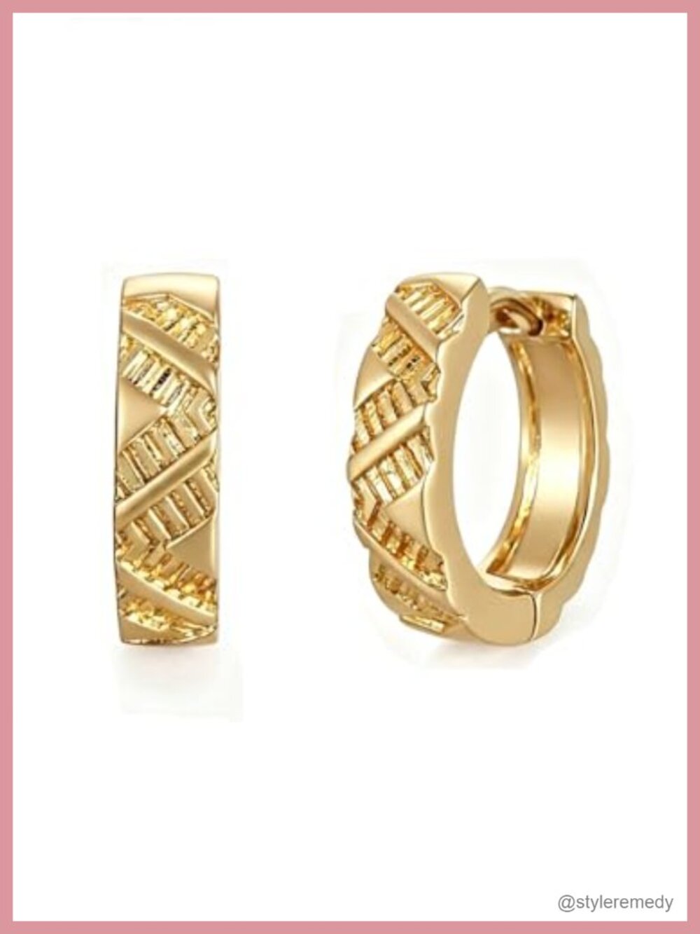14K Gold Plated Huggie Hoop Earrings for Women Chunky Hinged